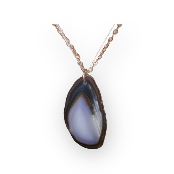 new Robert Rose ✲ Organic Agate Slice Necklace ✲ Rose Gold + Seed Bead Chain ✲ - Picture 1 of 16